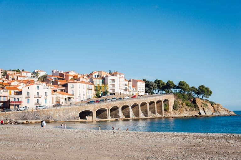 A praia em Banyuls Sur Mer, França