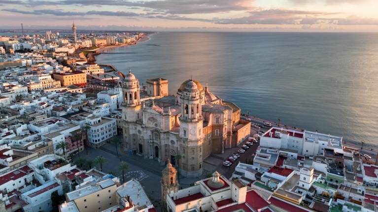 Pôr do sol em Cádis, Espanha