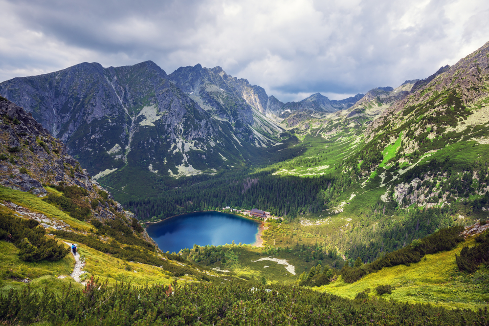 Poprad lake( Popradske pleso) famous and very popular destination in High Tatras national park, Slovakia