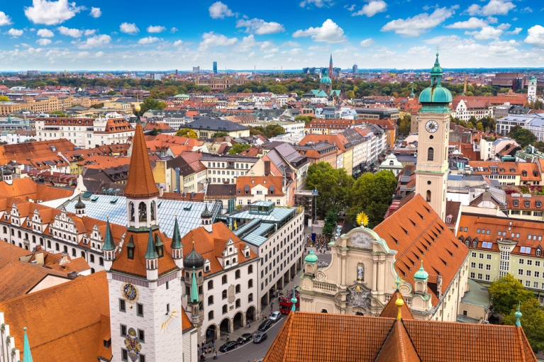 Vista aérea de Múnich, Alemania 