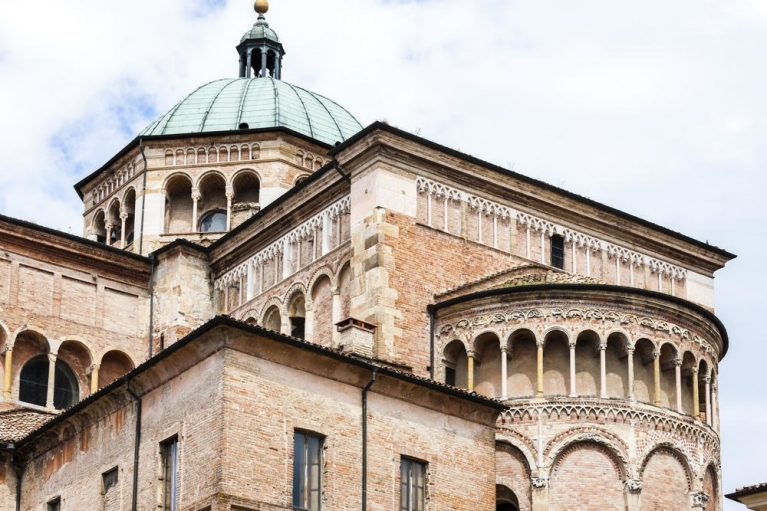 A close-up shot of the Parma Cathedral