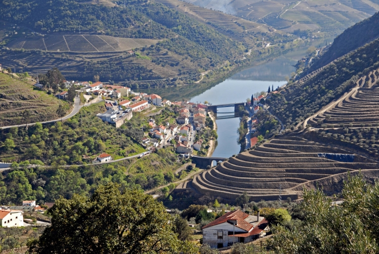 Vista panorámica de los viñedos de Pinhão, Portugal