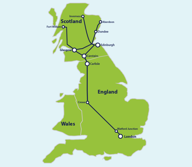 Caledonian sleeper map