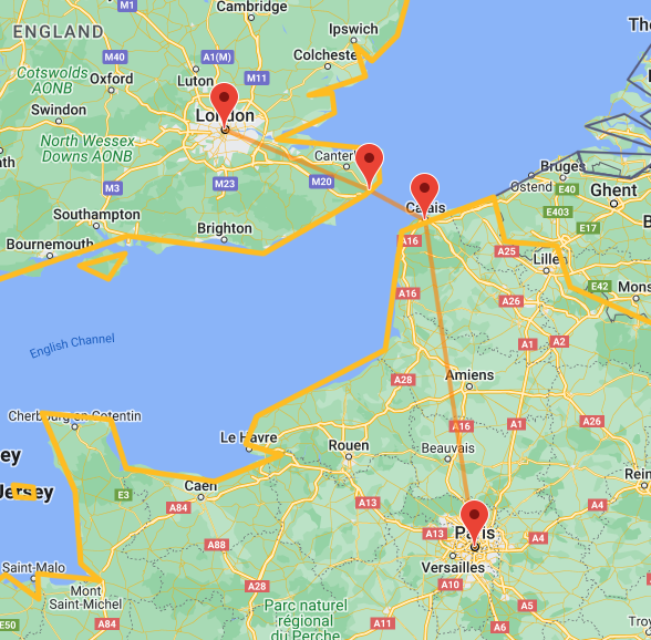 London to Europe without the Eurostar route 5